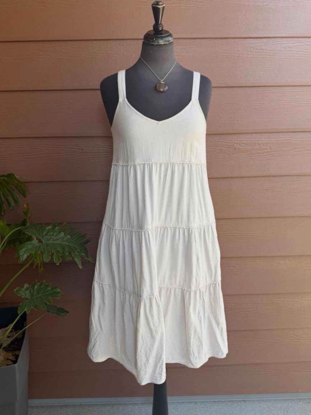 Cream Tiered linen Sundress